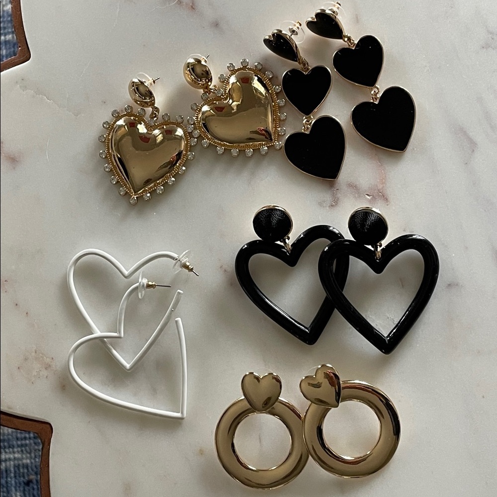 Sugarfix earrings 5 pairs- hearts and more hearts!